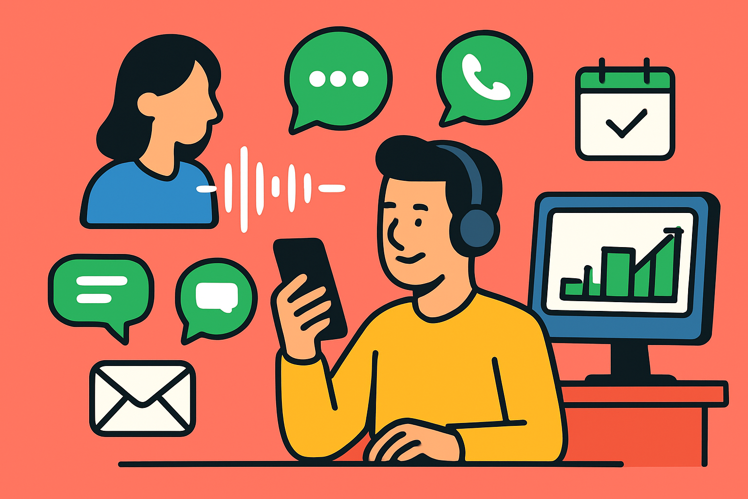 Voice AI multicanale: dalla chiamata a SMS, WhatsApp ed email